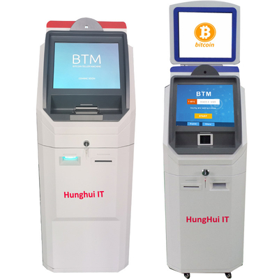 หน้าจอสัมผัสแบบ Capacitive Bitcoin ATM Cash Kiosk พร้อมเครื่องฝากเงินสด / เครื่องจ่าย